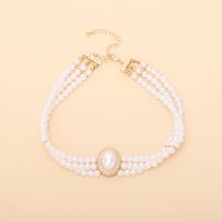 Retro Geometric Oval Pearl Multilayer Necklace main image 5
