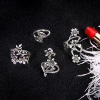 New Fashion Style Alloy Ancient Silver Hollow Flower Leaf Ring 4-piece Set main image 5