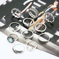 Fashion Hollow Diamond Heart Alloy Ring Set 15-piece main image 5