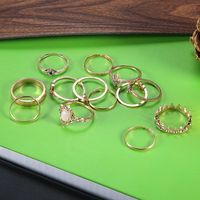 Retro Opal Crown Diamond Star Moon 13 Piece Ring Set main image 4