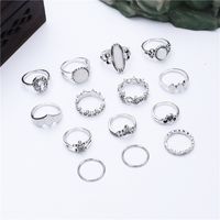 Retro Diamond Carved Starry Sky Crown Ring 14-piece Set main image 5