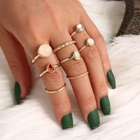 Simple Opal Champagne Color Alloy Diamond Ring Set Of 8 main image 1