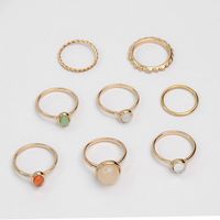 Simple Opal Champagne Color Alloy Diamond Ring Set Of 8 main image 4
