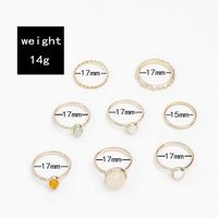 Simple Opal Champagne Color Alloy Diamond Ring Set Of 8 main image 5