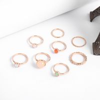 Simple Opal Champagne Color Alloy Diamond Ring Set Of 8 main image 6