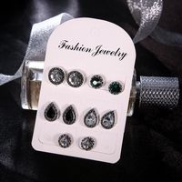 Bohemian Style Blue White And Black Gemstone Crystal Earrings Set main image 4