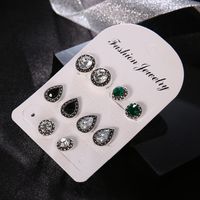 Bohemian Style Blue White And Black Gemstone Crystal Earrings Set main image 5