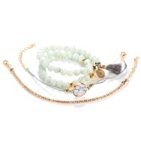 Conjunto De 4 Piezas De Pulsera Redonda Con Borlas Y Cuentas Turquesas main image 6