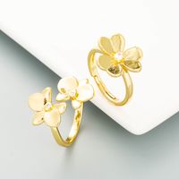Fashion Brass Gold-plated Butterfly Flower Inlaid Zircon Ring main image 1