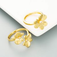 Fashion Brass Gold-plated Butterfly Flower Inlaid Zircon Ring main image 3