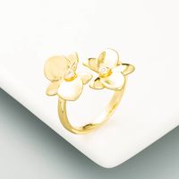 Fashion Brass Gold-plated Butterfly Flower Inlaid Zircon Ring main image 4