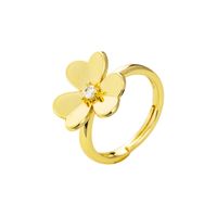 Fashion Brass Gold-plated Butterfly Flower Inlaid Zircon Ring main image 6