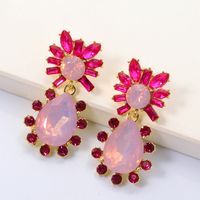 Fashion Alloy Rhinestone Colored Diamond Geometric Earrings main image 3