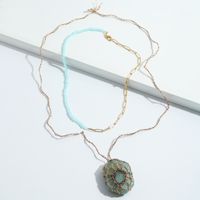 Fashion Handmade Bead Chain Acrylic Pendant Multi-layer Necklace main image 4