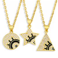 Fashion Geometric Round Five-pointed Star Eye Pendent Necklace main image 1