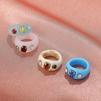 Korean Irregular Color Diamond Resin Ring main image 4