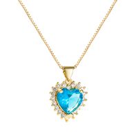 Fashion Hollow Heart Of The Sea Gemstone Copper Micro-inlaid Zircon Necklace main image 6