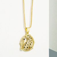 Fashion Geometric Copper Micro-inlaid Zircon Leopard Pendent Necklace main image 1