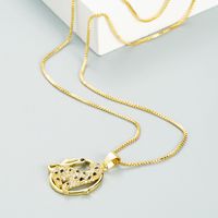 Fashion Geometric Copper Micro-inlaid Zircon Leopard Pendent Necklace main image 3