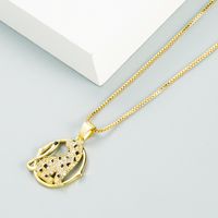 Fashion Geometric Copper Micro-inlaid Zircon Leopard Pendent Necklace main image 4