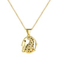 Fashion Geometric Copper Micro-inlaid Zircon Leopard Pendent Necklace main image 6