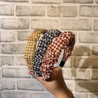 Retro Fabric Fashion Style Houndstooth Bubble Fold Headband main image 2