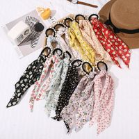 Korean Style Fabric Small Floral Pearl Streamer Hair Scrunchies main image 1