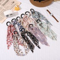 Korean Style Small Floral Printed Fabric Pearl Hair Scrunchies main image 1