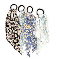 Korean Style Small Floral Printed Fabric Pearl Hair Scrunchies main image 3