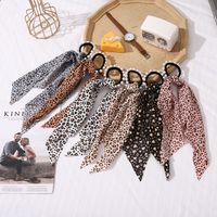 Fashion Leopard Print Ribbon Fabric Printed Pearl Hair Scrunchies main image 1