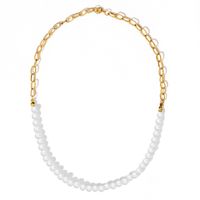 Fashion Contrast Color Pearl Metal Splicing Chain Necklace main image 1