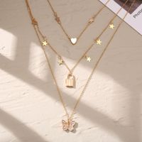Fashion Butterfly Lock Star Pendant Necklace Wholesale main image 4