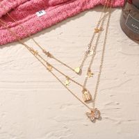 Fashion Butterfly Lock Star Pendant Necklace Wholesale main image 5