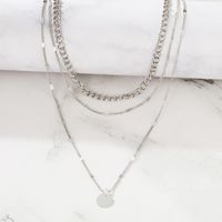 Simple Silver Iron Multi-layer Alloy Necklace Wholesale main image 3