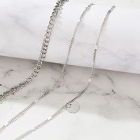 Simple Silver Iron Multi-layer Alloy Necklace Wholesale main image 5