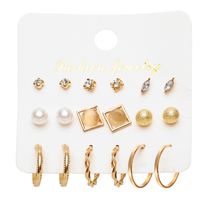 Retro Creative Pearl Small Circle Earrings 9 Sets main image 6