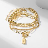 Retro Creative Gold Multi-layer Thick Chain Bracelet main image 3
