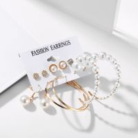 Creative Simple Geometric Metal Acrylic Pearl Tassel Earrings Set main image 5