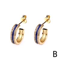 Fashion Diamond C-shaped Copper Earrings Wholesale main image 6