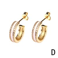 Fashion Diamond C-shaped Copper Earrings Wholesale main image 4
