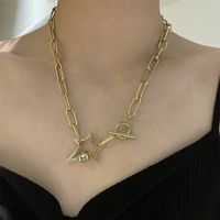 Fashion Hollow Five-pointed Star Ot Buckle Thick Necklace main image 1