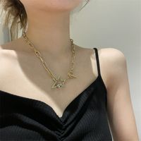 Fashion Hollow Five-pointed Star Ot Buckle Thick Necklace main image 3