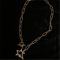 Fashion Hollow Five-pointed Star Ot Buckle Thick Necklace main image 4