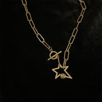 Fashion Hollow Five-pointed Star Ot Buckle Thick Necklace main image 5