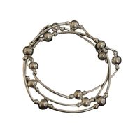 Versilbertes Einfaches Rundes Perlen Mehrschichtiges Metallarmband main image 6