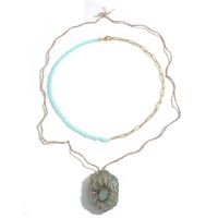 Fashion Handmade Bead Chain Acrylic Pendant Multi-layer Necklace sku image 1