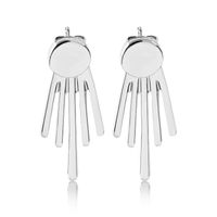 Retro Creative Metal Round Side-by-side Vertical Strip Earrings sku image 2