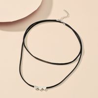 Simple Star Heart Dragonfly Black Braided Rope Double-layer Necklace sku image 3