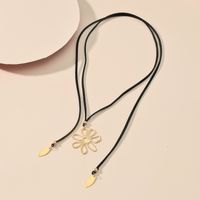 Simple Star Heart Dragonfly Black Braided Rope Double-layer Necklace sku image 6