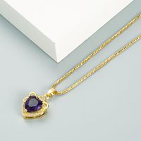 Fashion Hollow Heart Of The Sea Gemstone Copper Micro-inlaid Zircon Necklace sku image 2